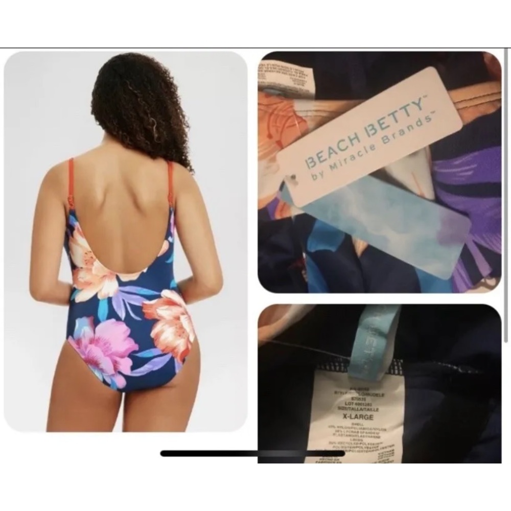 Beach Betty by Miracle Brands One-Piece Swimsuit XL *NWT* - Picture 2 of 2